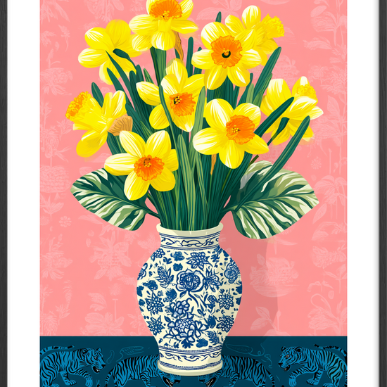 Forårets gule hvisken - Black Frame, With White Border