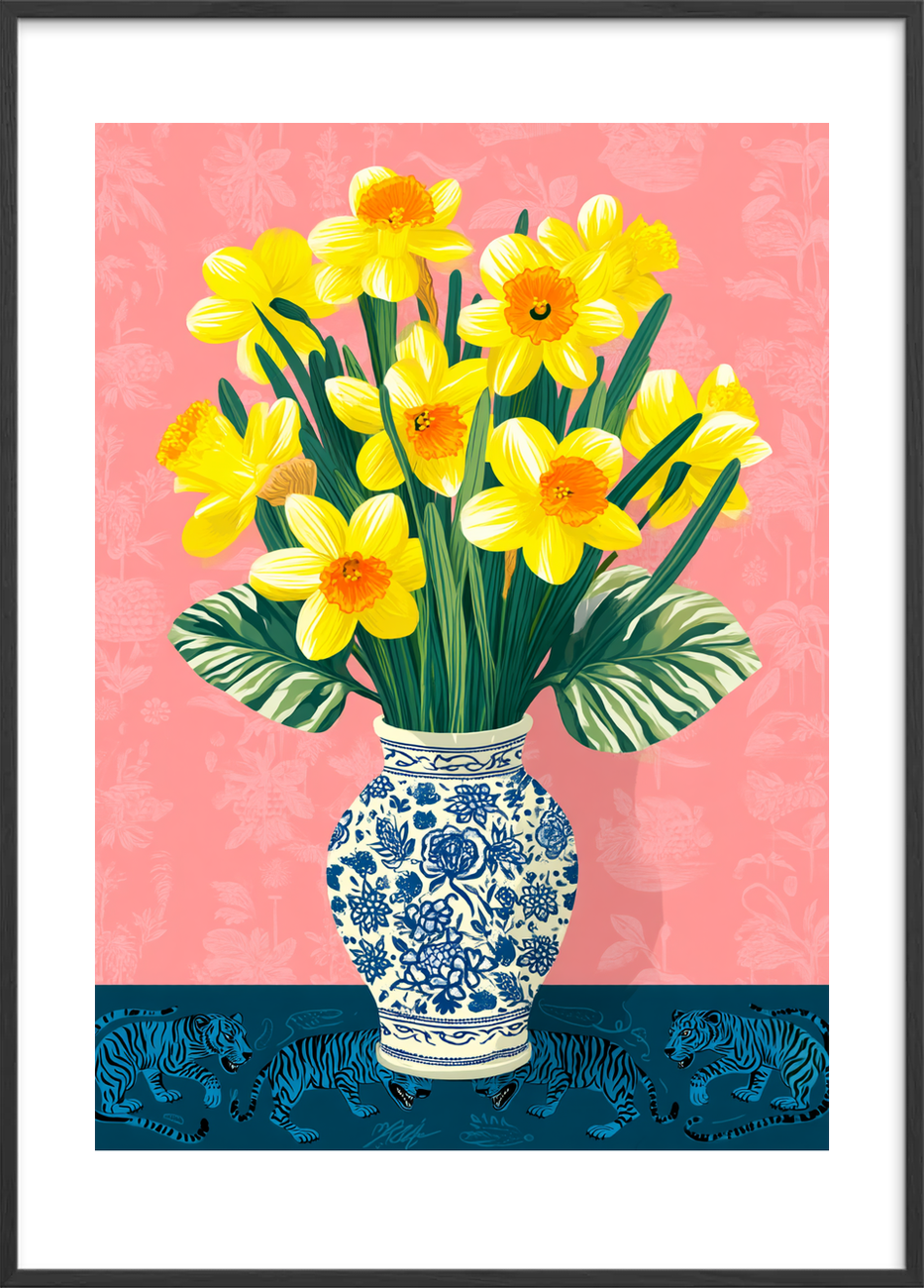 Forårets gule hvisken - Black Frame, With White Border