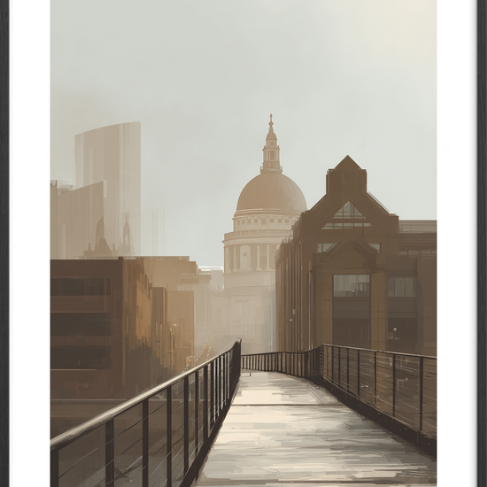 Hviskende bro mod kuppel - Black Frame, With White Border