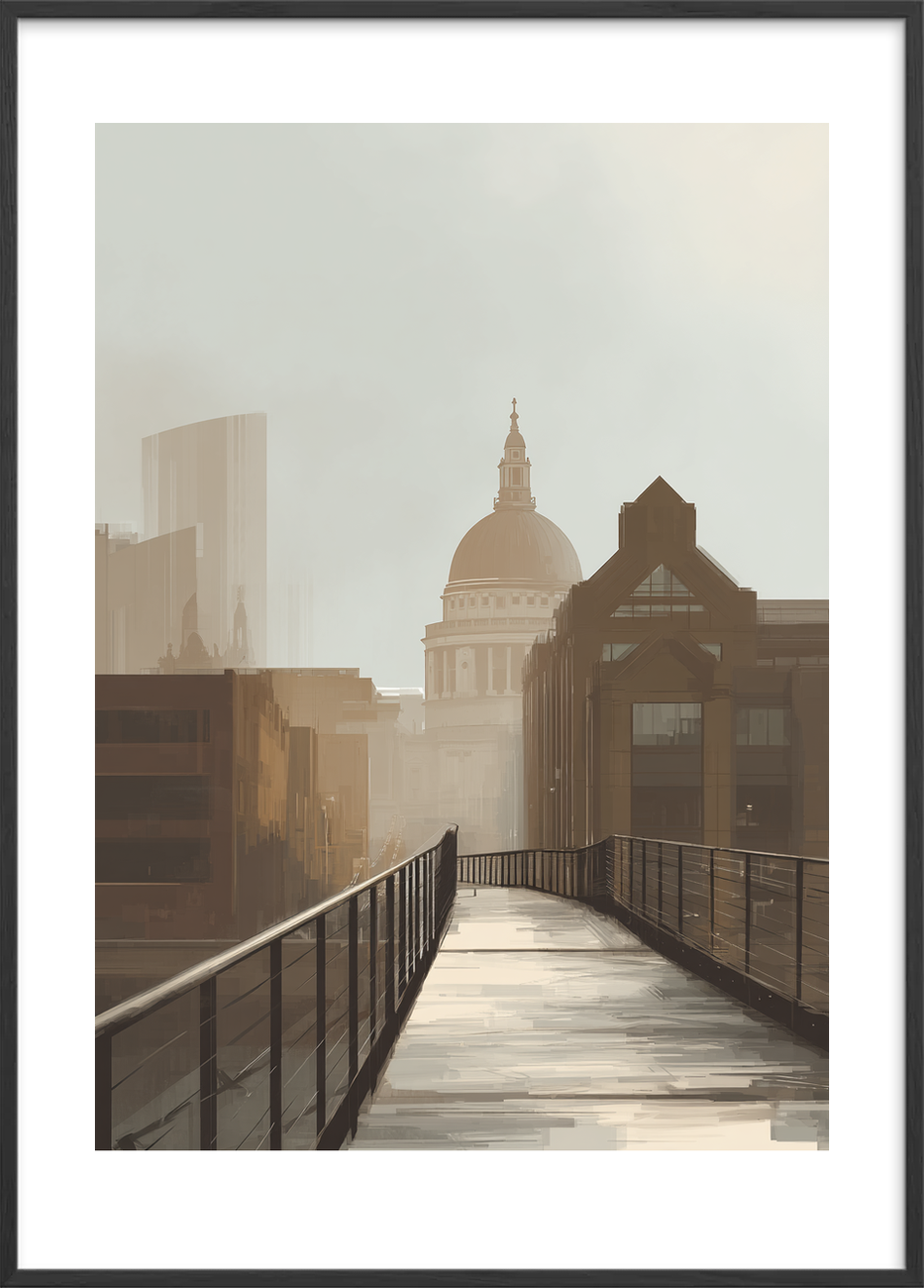 Hviskende bro mod kuppel - Black Frame, With White Border