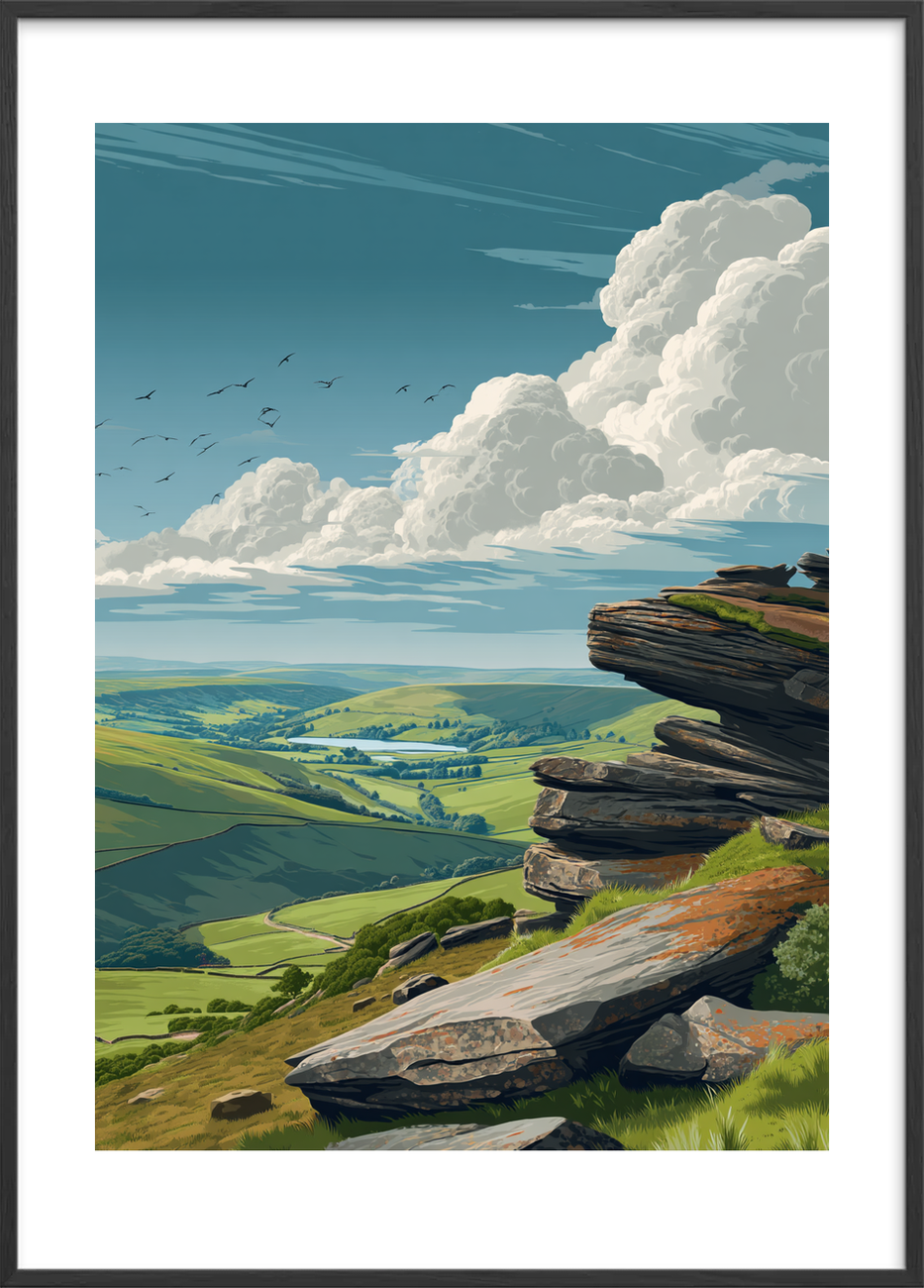 Skyernes bløde trommer - Black Frame, With White Border