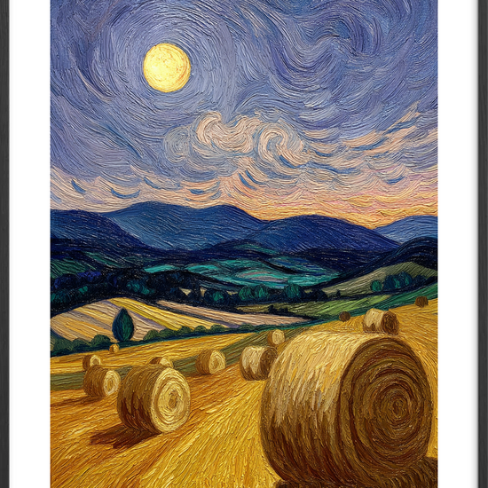 Månens hvisken over markerne - Black Frame, With White Border