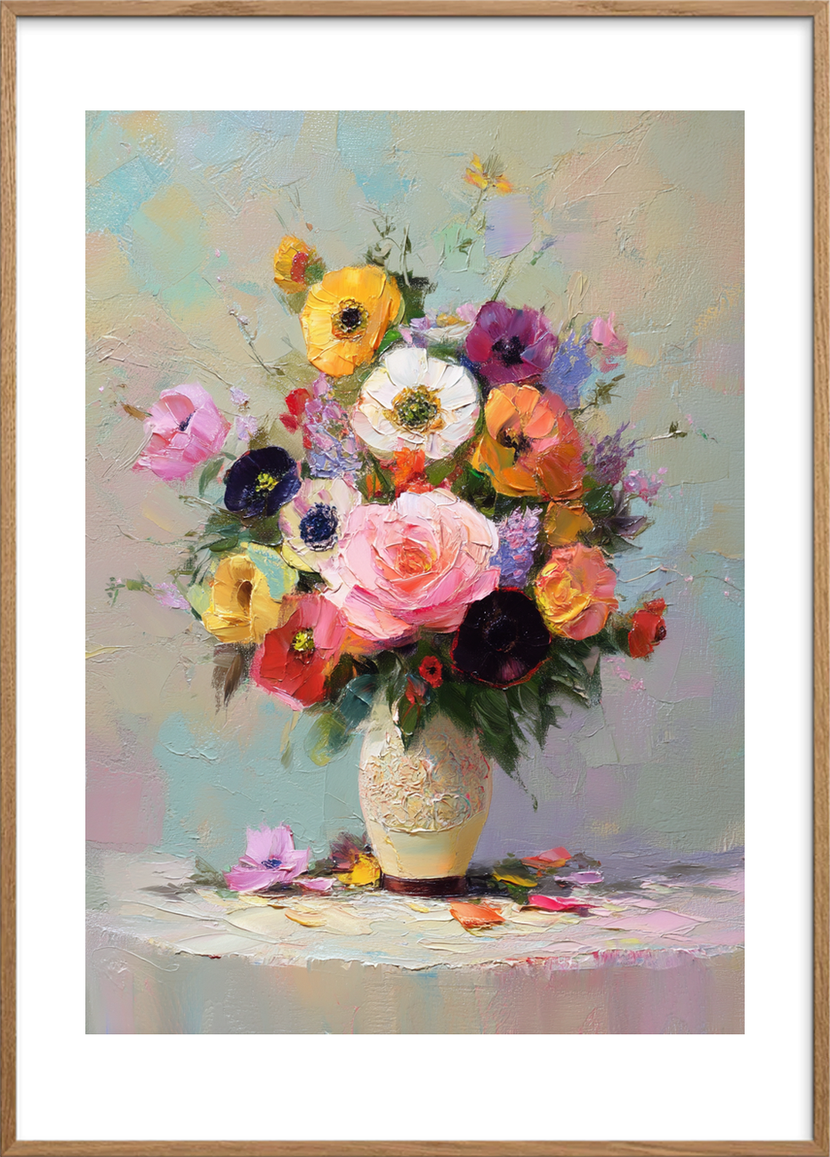 Farvernes stille klang - Oak Frame, With White Border