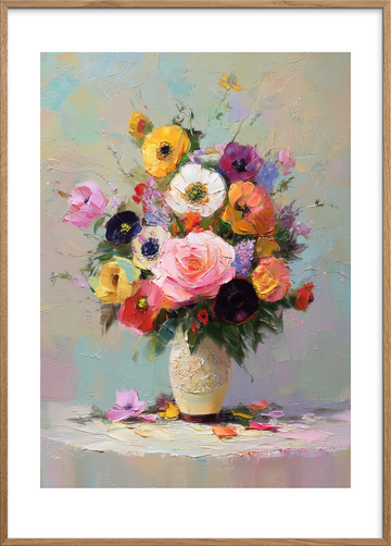 Farvernes stille klang - Oak Frame, With White Border