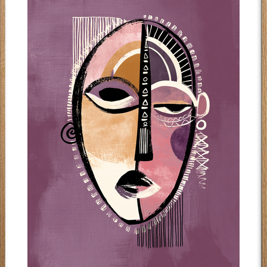 Stille rytme i ansigtet - Oak Frame, With White Border