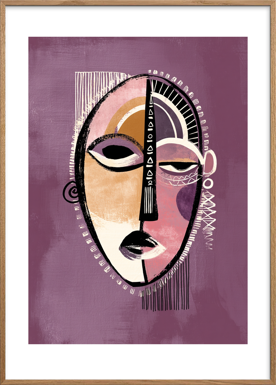 Stille rytme i ansigtet - Oak Frame, With White Border