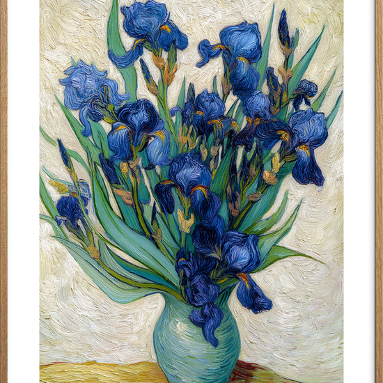 Blød blå hvisken - Oak Frame, With White Border