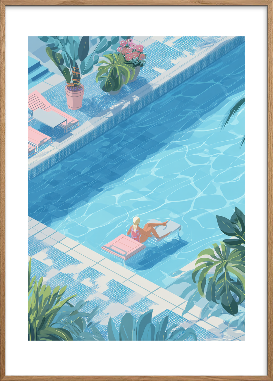 Vandets bløde kys - Oak Frame, With White Border