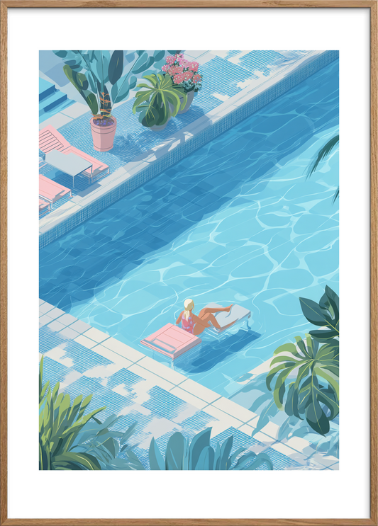 Vandets bløde kys - Oak Frame, With White Border