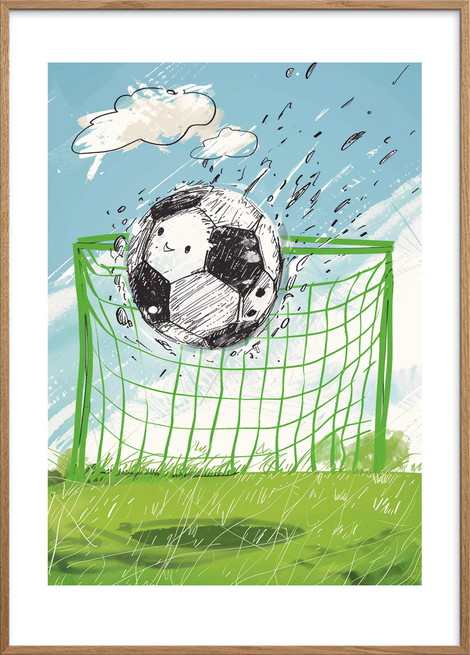 Boldens kys mod nettet - Oak Frame, With White Border