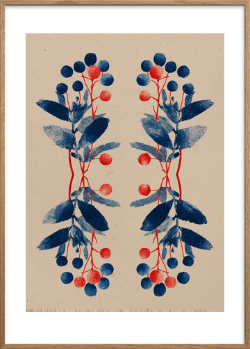 Smagen af blå bær - Oak Frame, With White Border