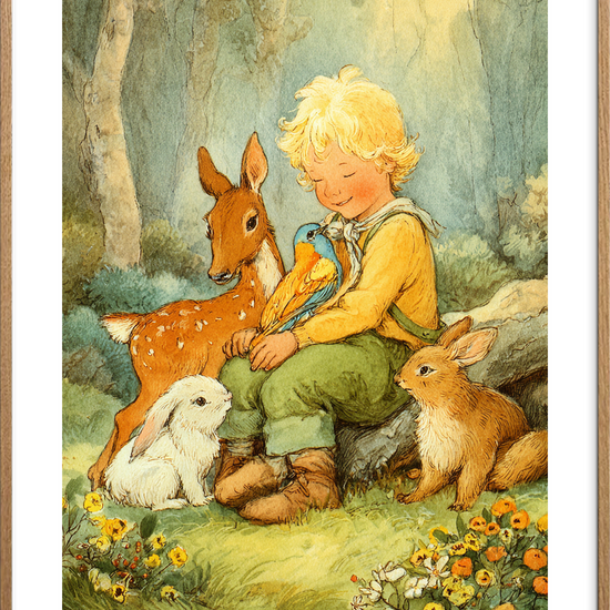 Skovens sagte sang - Oak Frame, With White Border