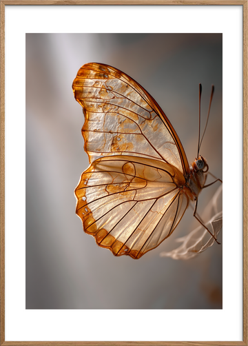 Vingesus i gyldent lys - Oak Frame, With White Border