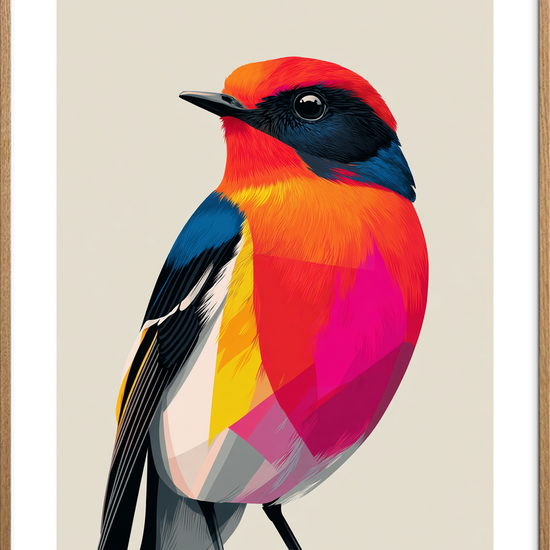 Fløjlssang i farvebrus - Oak Frame, With White Border