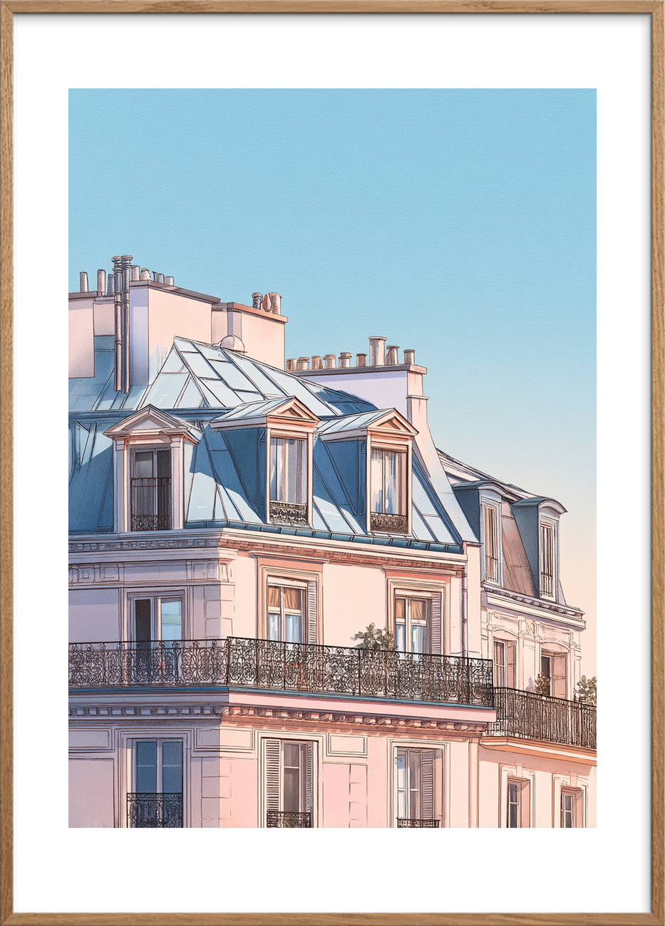 Morgenens stille klang - Oak Frame, With White Border