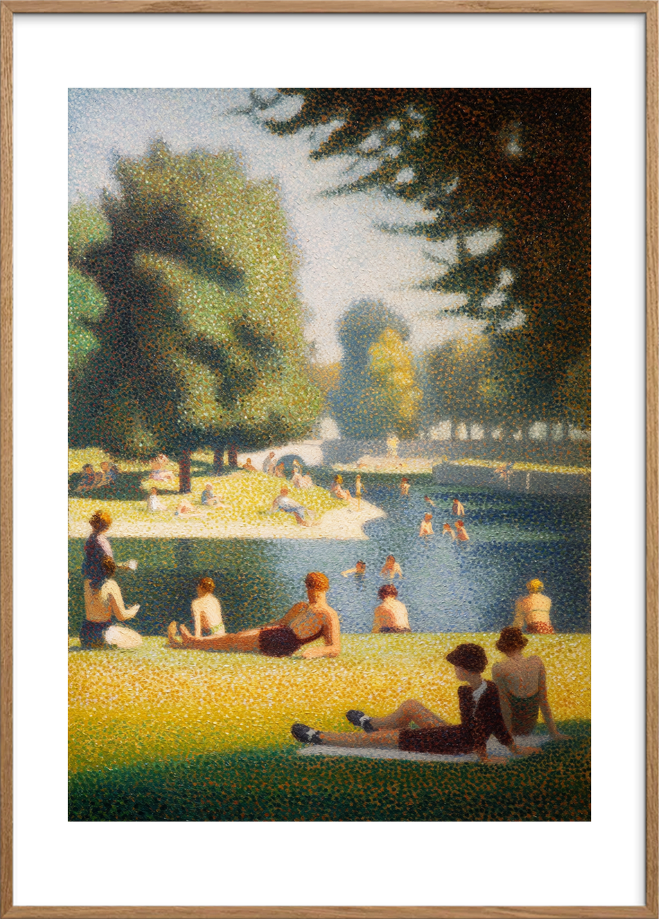 Solens bløde greb - Oak Frame, With White Border