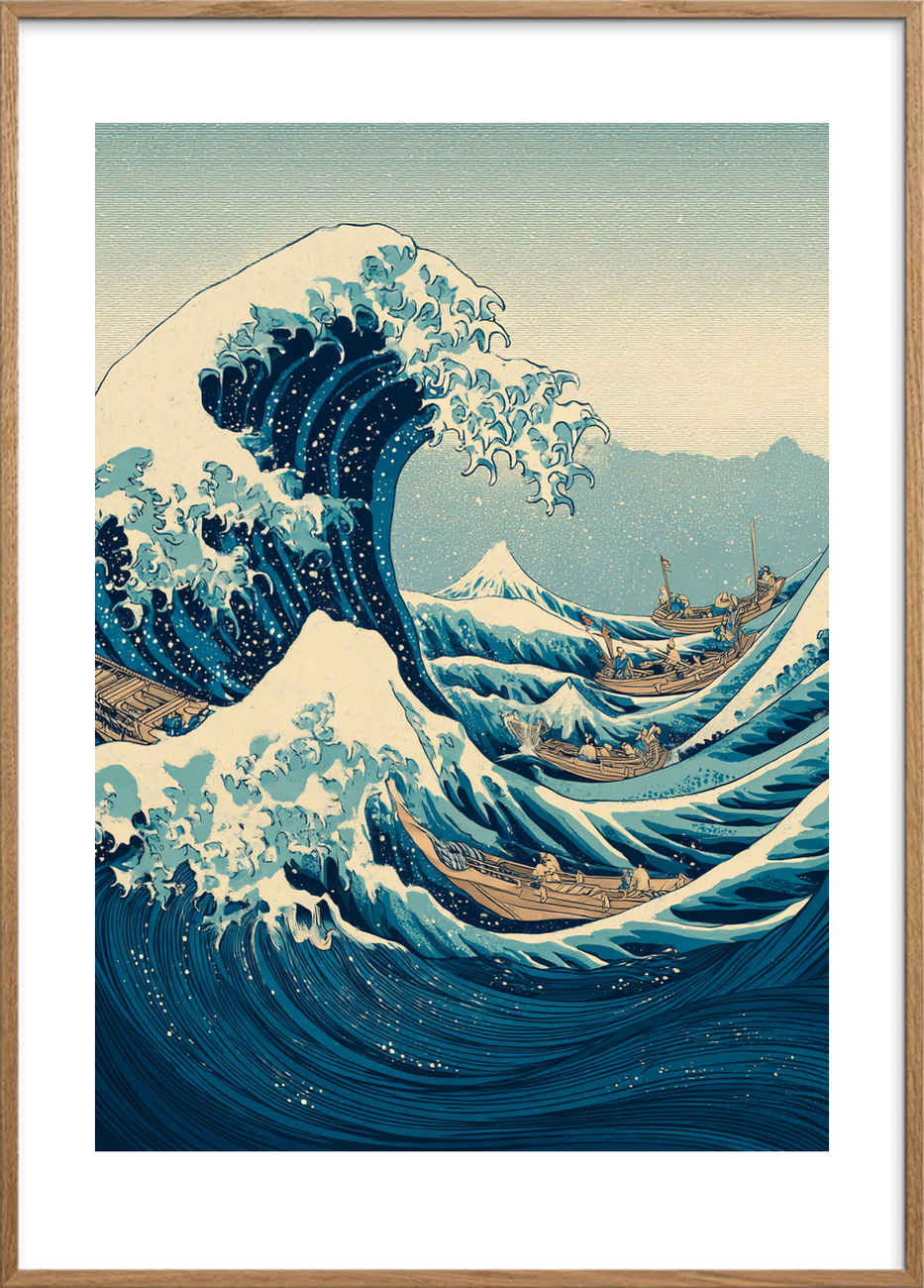 Bølgernes sang - Oak Frame, With White Border