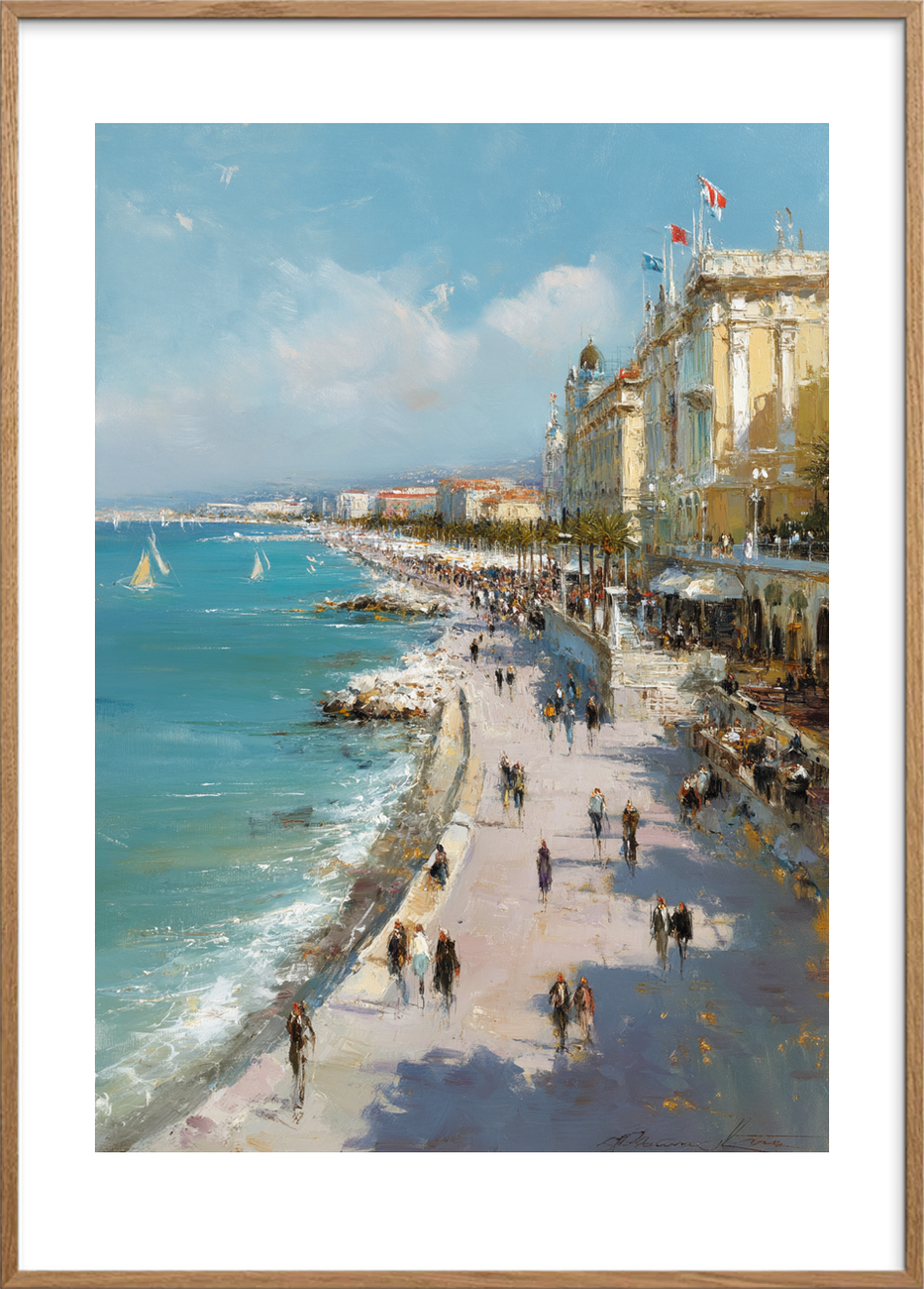 Havets hvisken - Oak Frame, With White Border