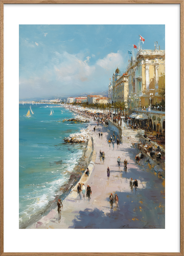 Havets hvisken - Oak Frame, With White Border