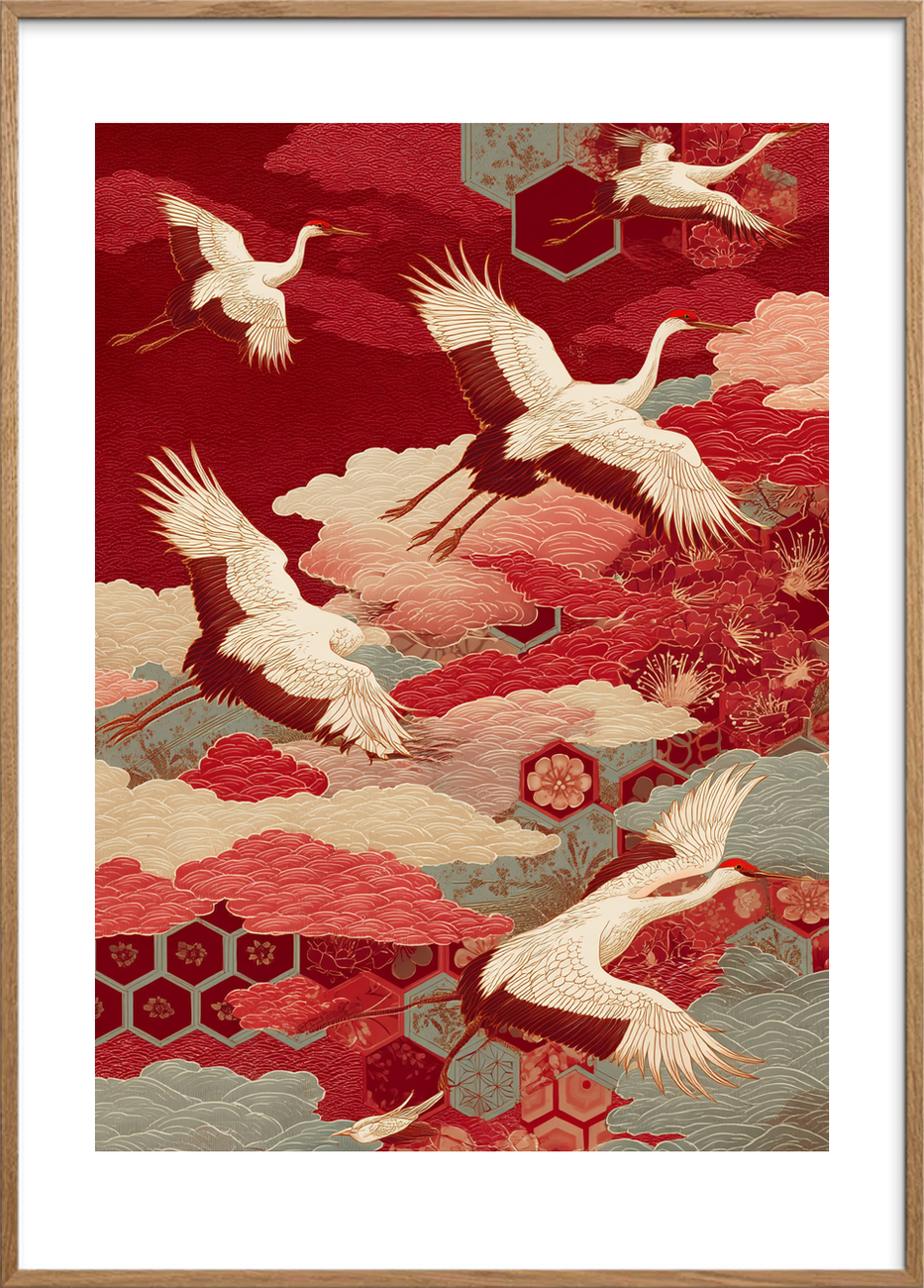 Tranens sus gennem silke - Oak Frame, With White Border