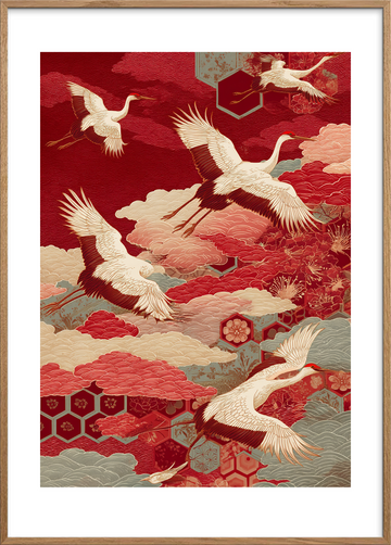 Tranens sus gennem silke - Oak Frame, With White Border