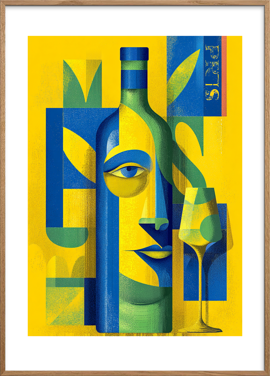 Glassets stille sang - Oak Frame, With White Border