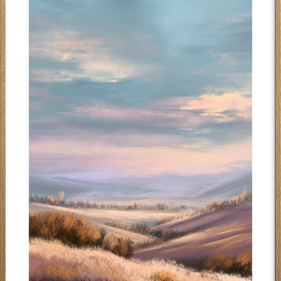 Morgenens bløde sus - Oak Frame, With White Border