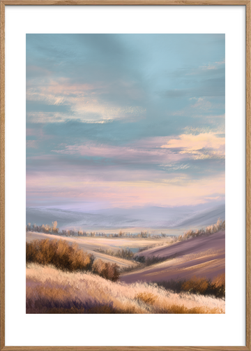 Morgenens bløde sus - Oak Frame, With White Border