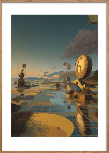 Tidens hvisken over havet - Oak Frame, With White Border