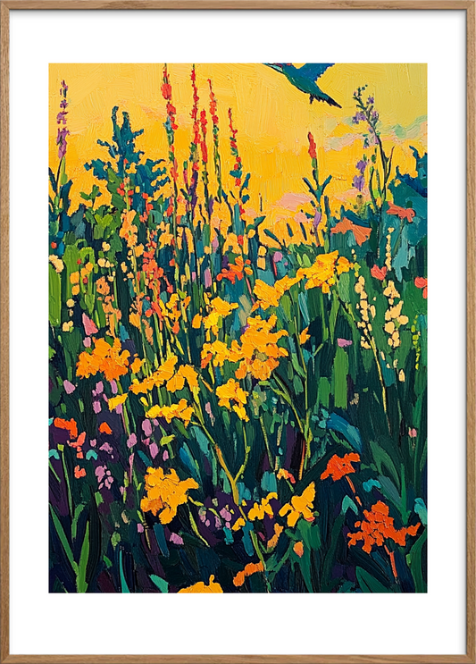 flugten over vildengens farvebrus - Oak Frame, With White Border