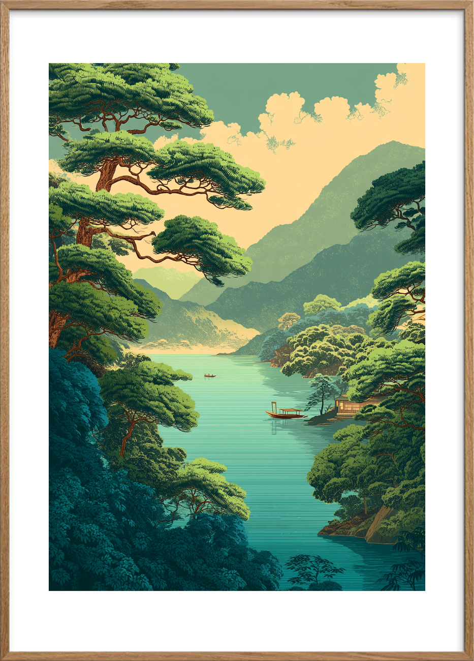 Smagen af morgenlys - Oak Frame, With White Border