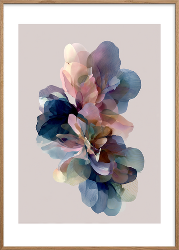 Hvisken af silke og regn - Oak Frame, With White Border