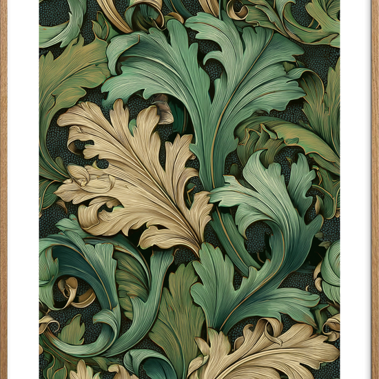 Svalende bladernes sus - Oak Frame, With White Border