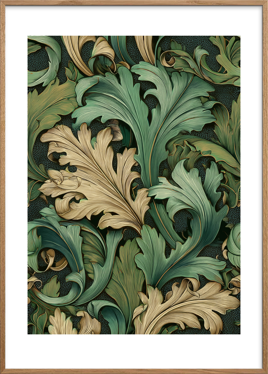 Svalende bladernes sus - Oak Frame, With White Border