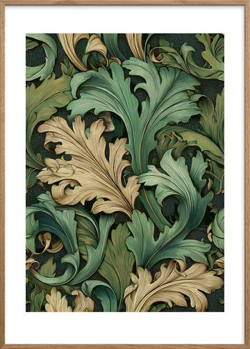 Svalende bladernes sus - Oak Frame, With White Border