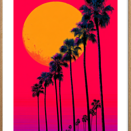 Hvisken af palmer - Oak Frame, With White Border