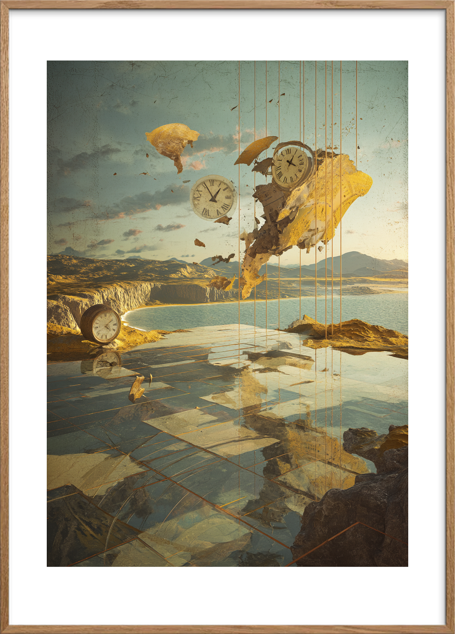 Tidens klang - Oak Frame, With White Border