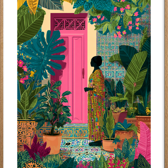 Tropisk stilheds sagte rytme - Oak Frame, With White Border