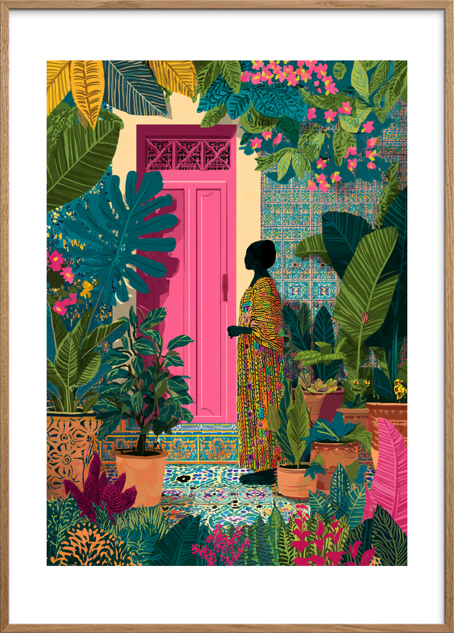 Tropisk stilheds sagte rytme - Oak Frame, With White Border