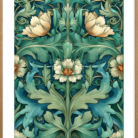 Sus af grøn silke - Oak Frame, With White Border