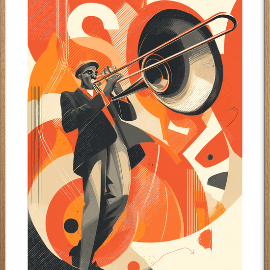 Trombonens varme rumklang - Oak Frame, With White Border