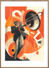 Trombonens varme rumklang - Oak Frame, With White Border