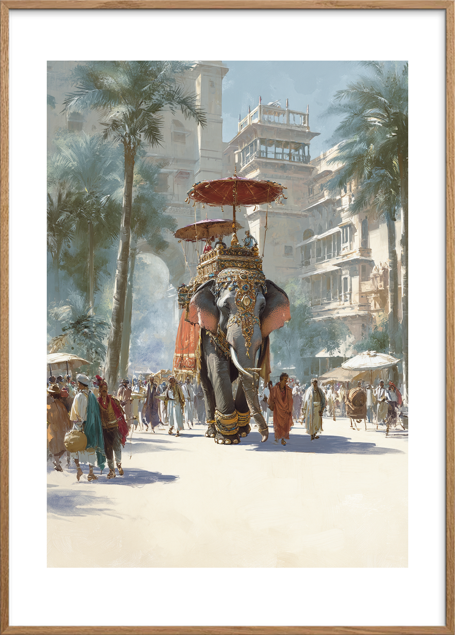 Byens tunge fodtrin - Oak Frame, With White Border