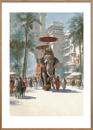 Byens tunge fodtrin - Oak Frame, With White Border