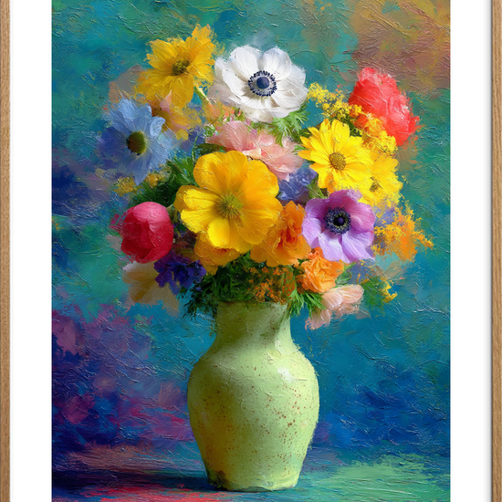 Smagen af farver - Oak Frame, With White Border