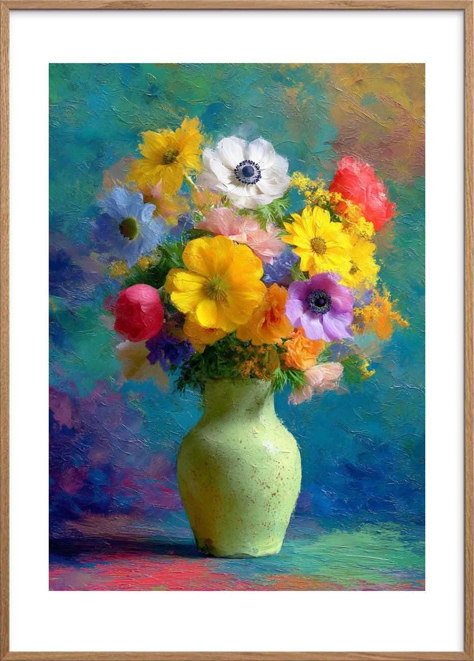 Smagen af farver - Oak Frame, With White Border
