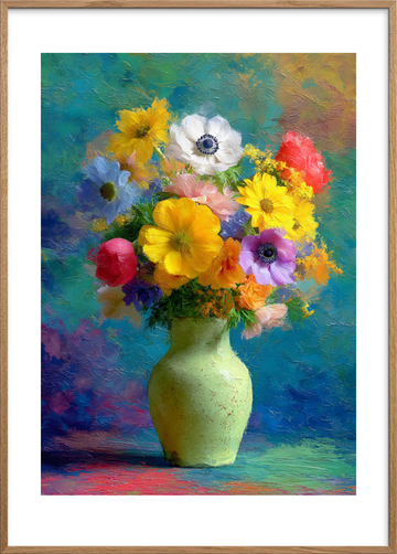 Smagen af farver - Oak Frame, With White Border