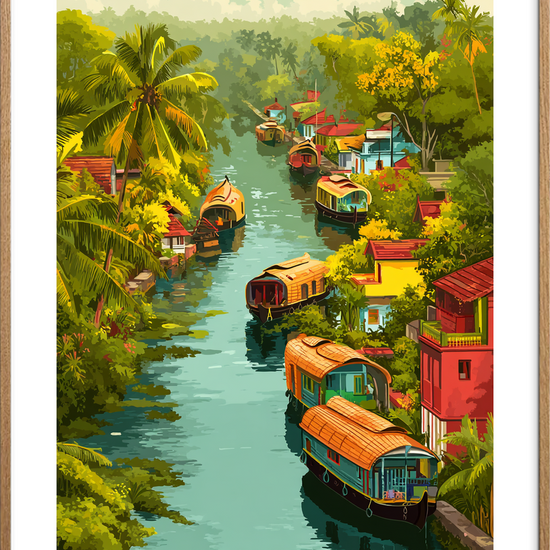 Vandets bløde hvisken - Oak Frame, With White Border