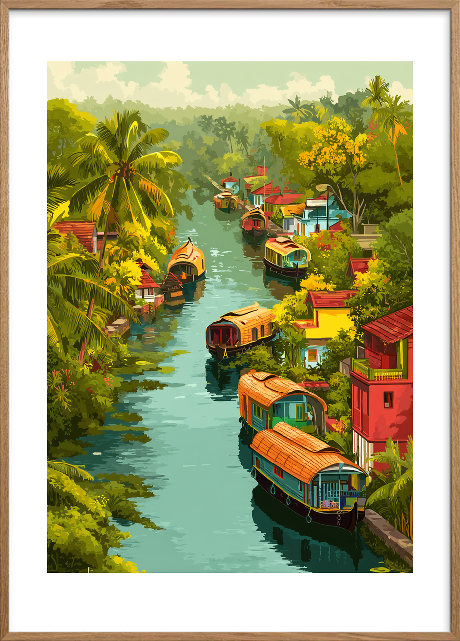 Vandets bløde hvisken - Oak Frame, With White Border