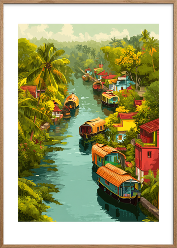 Vandets bløde hvisken - Oak Frame, With White Border